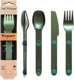 FULL WINDSOR - MAGWARE Magnetic Camping Cutlery Set - Travel Utensils for Camping, Cooking, and Outdoor Dining - Knife, Fork & Spoon - Portable Silverware with Pouch - Green (3 PCS)