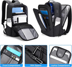 FENRUIEN Business Travel Backpack for Men, Expandable Water Resistant Computer Backpack with USB Port, Black Laptop Backpack 15.6 Inch for College/Work