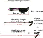 Aluminum Collapsible Ultralight Travel Trekking Hiking Pole for Men and Women (Fits 5'3" - 6'2")