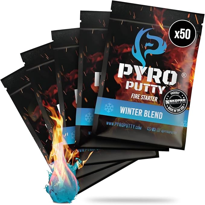 Phone Skope Pyro Putty: Single Use Waterproof Survival Fire Starter, 20 or 50 ct Foil Packs, Easy Tear, Easy Ignite, Fire Starters for Campfires