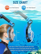 Zenoplige Full Face Snorkel Mask Adults,Dry-Top Snorkeling Gear with Camera Mount,Foldable 180-Degree Panoramic Scuba Mask for Snorkeling Diving Swimming Travel,Snorkel Mask Anti-Fog & Anti-Leak