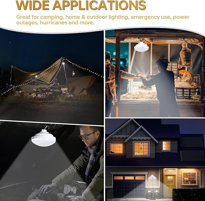 Tent Light Rechargeable 2400mAh Waterproof for Camping,Outdoor,Power Outage(4 Pack)