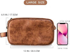 Elviros Toiletry Bag for Men, Large Travel Shaving Dopp Kit Water-resistant Bathroom Toiletries Organizer PU Leather Cosmetic Bags