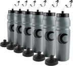 Cannon Sports 1 Liter Sports Water Bottle, BPA-Free, 34 Oz Capacity, Large Mouth, 2 lids (Straw and Squeeze), Great For Helmet Sports Such As Hockey, Lacrosse, Football, Boxing (6 Pack) (Gray)