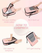 BAGSMART Compression Packing Cubes for Travel, 6 Set/5 Set/4 Set, Compression Suitcase Organizer Bags Set for Suitcases Travel Essentials, Lightweight Packing Organizers