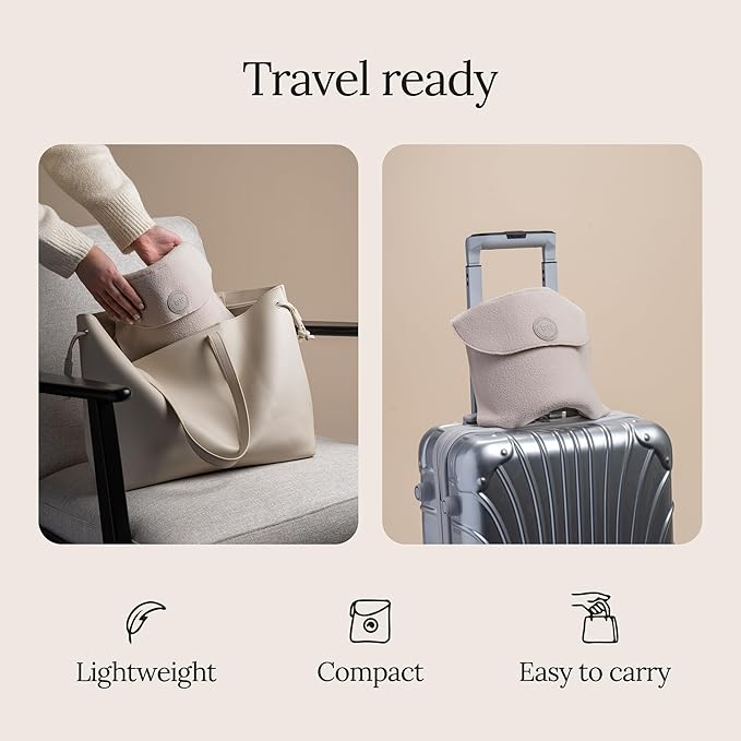 trtl Travel Pillow Original 2.0 – Scientifically Proven Super Soft Travel Pillow with Premium Head & Neck Support – for Airplane Travel – Machine Washable – Lightweight & Compact - Sand Beige – Small