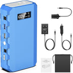 Portable Power Station with AC Outlet, Powkey 65W/110V External Battery Pack 24000mAh/88.8Wh Power Pack, Portable Power Source Supply Backup for Outdoor Tent Camping Home Blue