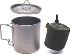 SANTTA Titanium Cup | 14 OZ Leightweight Camping Mug with Foldable Handle and Lid 420mL