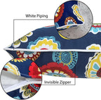 Magpie Fabrics Pack of 2 Outdoor Lumbar Pillow Case Covers 12"x20", Waterproof Rectangular Throw Pillowcase Shell Decorative Sham for Patio Garden Couch - Floral Navy