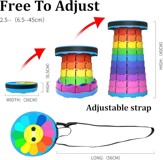 Portable Stool with Swivel Cushion Bag&Carabiner,Collapsible,More Sturdy and Lightweight Camping Telescoping Stool for Mountain Hiking BBQ,Max Load Capacity 440LBs
