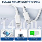 iPhone Charger Cord 6FT,3Pack【Apple MFi Certified】 USB C iPhone Fast Charger Phone Charging Travel Plug Charger Block Quick Apple Cord Lightning Cable for iPhone 14/13/12/11 Pro Max/XR/X/XS/SE2022