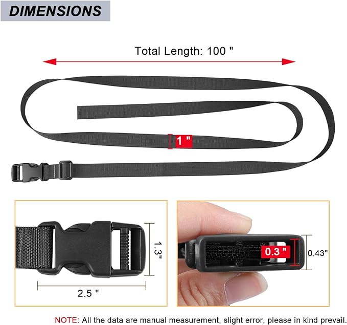 MAGARROW 24" 40" 60" 100" Strap Buckle Packing Straps Adjustable 1-Inch Belt