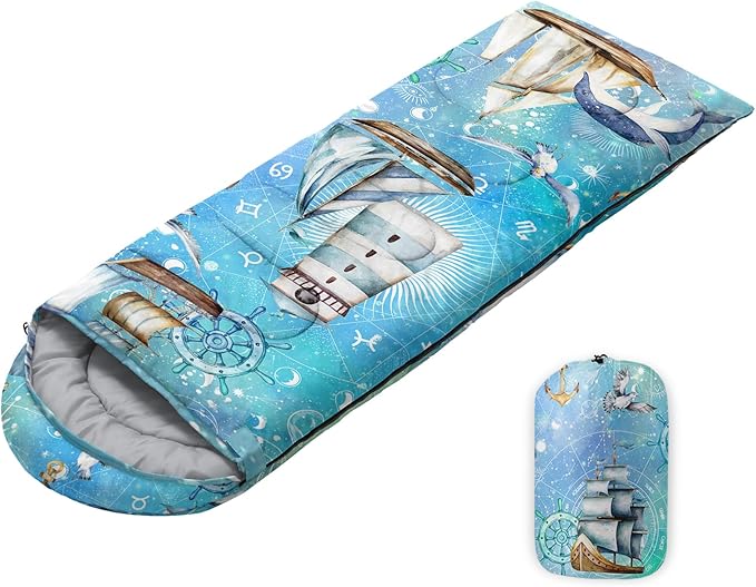 Sleeping Bags for Adults Youth Kids,3D Printing Camping Sleeping Bag for Girls Boys Lightweight Waterproof Cold/Warm Weather Sleeping Bag for 3 Seasons