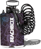 BeachBox Portable Shower Tank – Insulated Hot & Cold Water Tank for Camping, Beach, & Outdoor Adventures – 1.3 Gal Capacity – Multi-Spray Shower Gun – Easy Fill & Carry