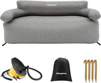 KingCamp Double Inflatable Couch for Camping, Portable Foldable Eco-Friendly Reach-Certified PVC Liner Air Lounger 2-Person Blow Up Sofa with Foot Pump, Pegs, Repair Kit & Removable Cover