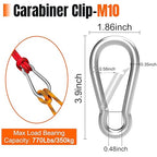 36PCS 4" Heavy Duty Carabiner Clip, M10 Galvanized Steel Spring Snap Hook, Quick Link Keychain Carabiner for Swing Set Camping Hiking Gym Traveling