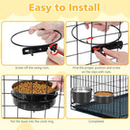 Large Dog Crate Water Bowl No Spill 2 Pack, Stainless Steel Dog Bowls for Food and Water, Pet Kennel Hanging Dogs Food Bowls for Medium/Large Dogs and Cats (7.1"x3.7" & 7.1"*2.6", Black)