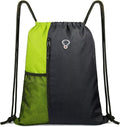 BeeGreen Lime Gym Bag Drawstring Backpack for Women Sports Backpack Workout Bag With 2 Water Bottle Mesh Pockets And Two Zipper Pockets