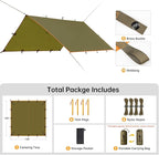 FREE SOLDIER Camping Tarp Waterproof Portable Multifunctional Outdoor Camping Traveling Awning Backpacking Shelter Rain Tarp (Brown 13×13ft)