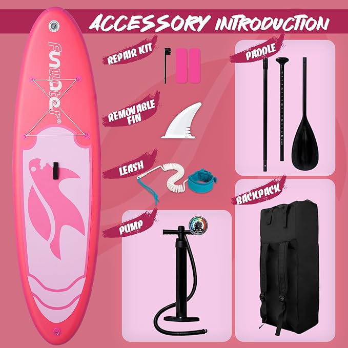 FunWater Inflatable Stand Up Paddle Board 10'/10'6"/11'/11'6" Paddle Board for Adults & Youth, Paddleboards Inflatable with Premium SUP Accessories, Wide Stable, Non-Slip Comfort Deck