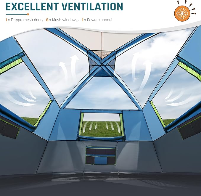 Tents for Camping 6/8/10 Person Camping Tent with Screen Porch, Weatherproof Large Cabin Tent with Rainfly and Carry Bag, Family Tent for Outdoor Camping and Backyard