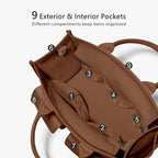 TOPDesign Heavy-Duty Canvas Tote Bag for Women, Adjustable Crossbody/Shoulder Handbag with 9 Pockets, Everything Tote