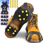Sfee Ice Cleats for Boots Shoes, Snow Grips Cleats for Ice and Snow Anti-Slip Rubber Traction Cleats for Walking on Snow and Ice 10 Steel Studs Crampons for Hiking, Walking, Climbing, Jogging