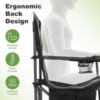 LET'S CAMP Oversized Outdoor Folding Camping Chair, 2 Pack Heavy Duty Arm Chairs with Cup Holder and Storage Bag, 350 LBS Weight Capacity, Grey