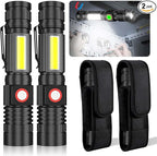 USB Rechargeable Flashlight, Magnetic LED Flashlight, Super Bright LED Tactical Flashlight with Cob Worklight,Waterproof,Zoomable Small LED Flashlight for Camping, Flashlight with Holsters