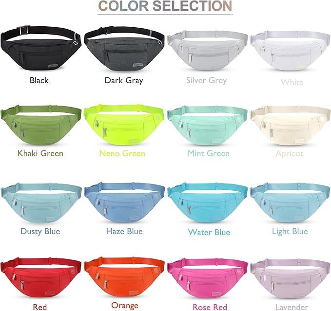 MAXTOP Large Crossbody Fanny Pack with 4-Zipper Pockets,Gifts for Enjoy Sports Festival Workout Traveling Running Casual Hands-Free Wallets Waist Pack Phone Bag Carrying All Phones