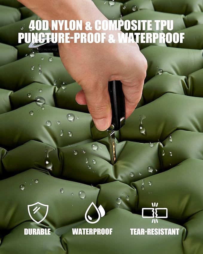 AKSOUL Sleeping Pad Camping Mat: Self Inflating Ultralight & Compact Air Mattress, Connectable Lightweight Inflatable Pad with Built-in Foot Pump for Camping, Hiking, Backpacking