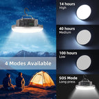 12000mAh (45W) Camping Hanging Tent Light Emergency Power Outage Lantern Home Use 4000LM 3 Modes IPX5 Waterproof Outdoor Walking Rock Climbing Work Rechargeable Camping Light