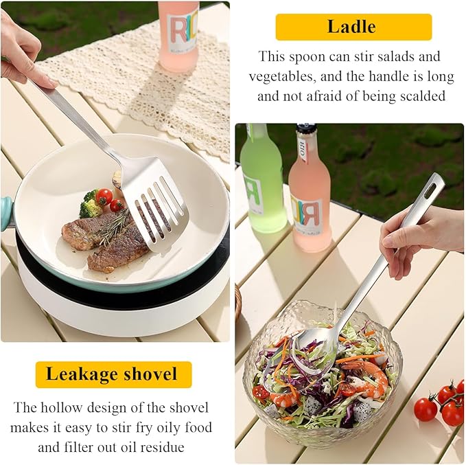 Camping Essentials, Evanda Camping Cooking Utensils, Travel Essentials, Portable Camping Kitchen Utensil Set for Travel, Picnics, RVs, Camping, BBQs, Parties