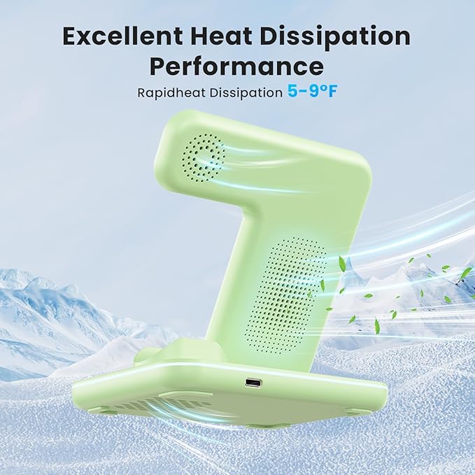 WAITIEE Wireless Charger 3 in 1 Charging Station for for iPhone 16 15 14 13 12 11 X 8 & for Apple Watch, for AirPods 1/2/3/Pro/Pro 2 with Lightning Charging Case(Green)