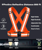 Reflective Strap Safety Vest Gear - 2-10 Pack Adjustable High Visible Reflective Running Gear for Women Men Night