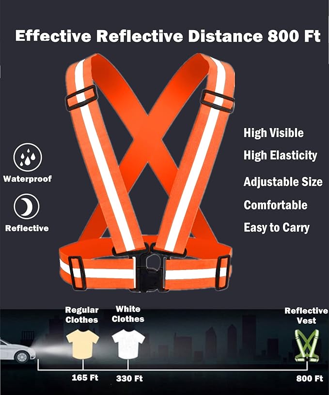 Reflective Running Vest 2-10 Pack, High Visibility Reflective Gear Night Cycling Safety Vest Strap for Men Women Kids