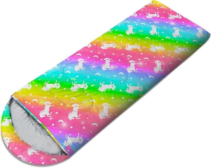 Kids Sleeping Bag for Kids Girls, 3 Season Warm Cool Weather Waterproof Lightweight Camping Sleeping Bag with Carry Bag for Indoor Outdoor Camping Hiking Traveling