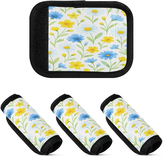 Wildflowers 2 Pack Neoprene Suitcase Wraps, Luggage Handle Wraps with ID Tag, Non-Slip Suitcase Handle Covers for Travel, Bag Strap Pad