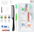 5 Sets Travel Toiletries Kit Bulk, 9-in-1 Disposable Personal Hygiene Kit with Toothbrush,Toothpaste,Floss,Shampoo,Shower Gel,Conditioner,Soap,Comb, and Vanity Kit for Hotel Guest Donations Supplies