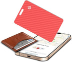 Wallet Tracker Card, Slim Rechargeable Bluetooth Item Locator, Smart Finder Compatible with Apple Find My for Wallet, Luggage, Passport, IP68 Waterproof (iOS Only) (Carbon Fiber Red)