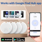 Tracker Tag for Android or iOS, Tracker Tags-4 Pack Smart Tag, Dual System Both iOS and Android Tracker Tags, Apple Find My or Google Find Hub App, Keys Finder Item Locator for Wallets (White)