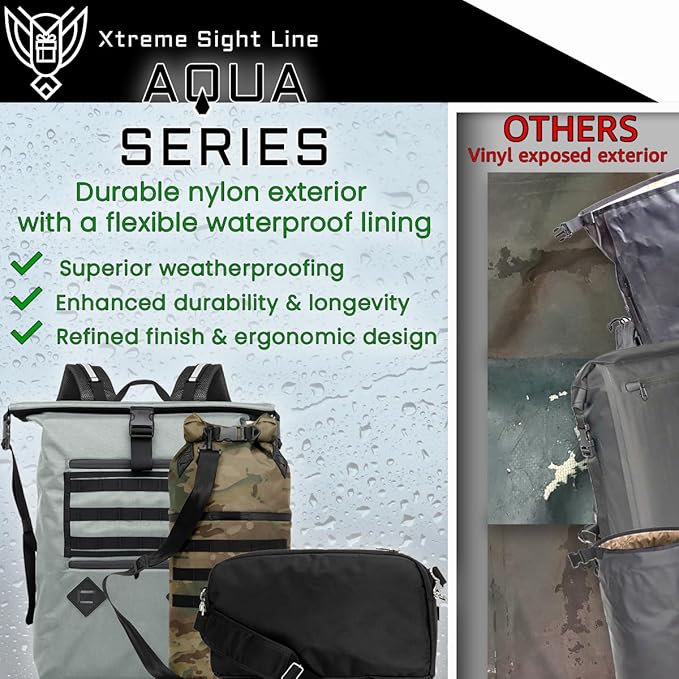 Xtreme Sight Line ~ AQUA RT Faraday Dry Bag~ Water-Proof Faraday Dry Bag for Laptops, Tablets, and Mid-Size Electronics ~ Tracking/Hacking Defense ~ Backwoods Camo