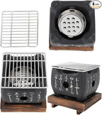 Hapivida Portable BBQ Grill, Compact Japanese Mini Barbecue Stove with Even Heat Distribution 19.5x18cm for Outdoor Cooking