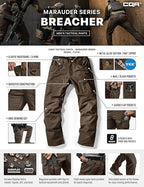 CQR Men's Flex Ripstop Tactical Pants, Water Resistant Stretch Cargo Pants, Lightweight EDC Hiking Work Pants