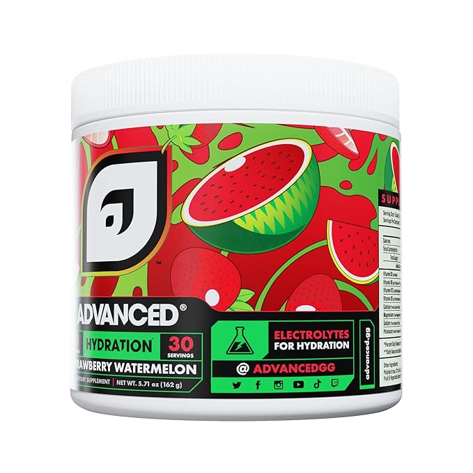 Advanced Hydration High-Performance Electrolyte Drink Mix with B Vitamins for All-Day Hydration - Caffeine Free, Zero Calories, Sugar Free, & Keto Friendly - (30 Servings, Strawberry Watermelon)