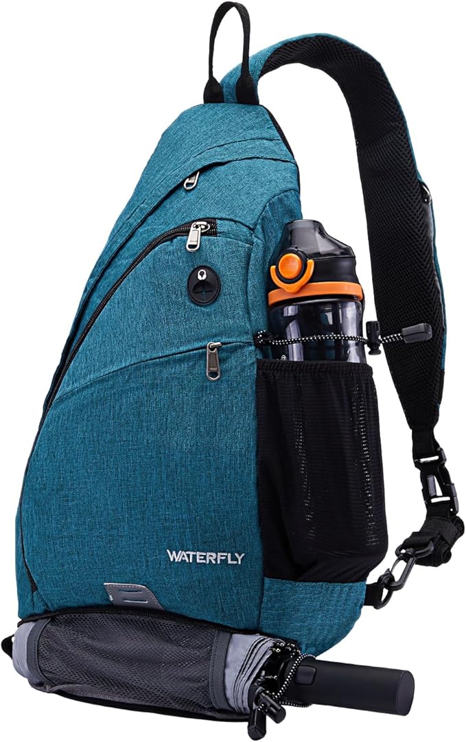 WATERFLY Sling Bag Sling Backpack Small Crossbody Shoulder Bag for Men Women Traveling Cycling Hiking Daypack
