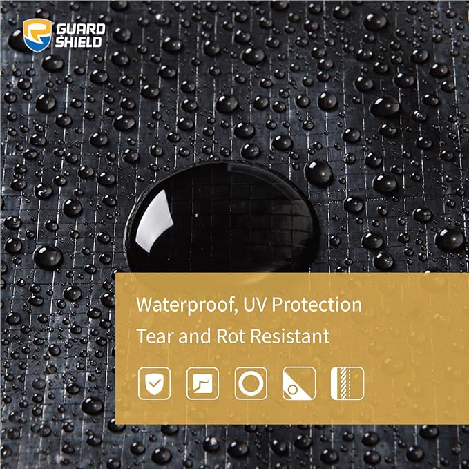 GUARD SHIELD Tarp 12x16 Feet Waterproof Black/Silver Tarps 8Mil Multi Purpose UV Resistant Cover for Outdoor,Camping,Tent,Boats