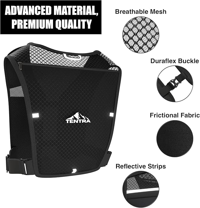 Running Phone Holder Vest with 500ml/17oz Running Water Bottle | Waterproof Phone Pouch Reflective Vest | 8 Pockets, Lightweight Hydration | Accessories for Men & Women