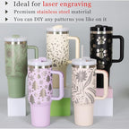 4 Pack 40 Oz Tumbler with Handle Bulk, Double Wall Vacuum Insulated Stainless Steel Tumbler with Lid and Straw, 40 oz cup with Silicone Spill Proof Stopper Set (White)