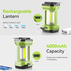 AlpsWolf Camping Lantern Rechargeable, 4000mAh LED Lantern for Power Outages Super Bright Portable Camping Light Emergency Lantern Camping Lamp Green, 1 Pack